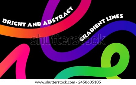 Rainbow Colored Pattern with Abstract Curve Lines. Vector Spiral Lines with Gradient on Black Background.