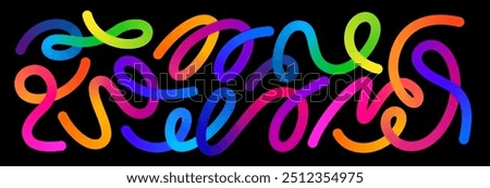 Color Gradient Lines Pattern. Abstract Vector Background with Curved Graphic Rainbow Gradient Shapes. Colorful Wavy Swirl Ribbons