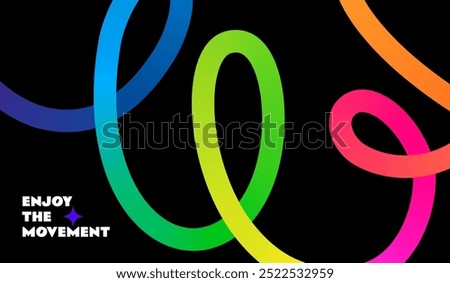 Abstract Background with Dynamic Colorful Swirl Line Shapes. Vector Geometric Pattern with Squiggle Gradient Elements.