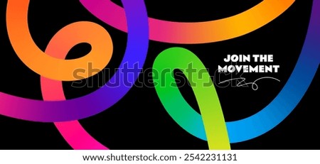 Abstract Background with Swirl Gradient Lines. Color Curves Shapes with Neon Gradients. Wavy Celebration Rainbow Colored Ribbons