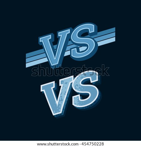 Blue Versus Logo. VS Symbol. Game Battle Vector Emblem. Competition and Fight Icon.  Struggle Concept.