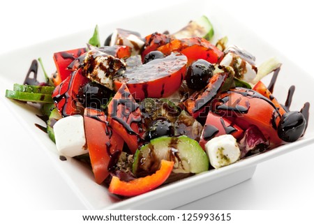 Greek Salad - Feta Cheese, Tomatoes, Salad Leaves,  Olive and Vegetables