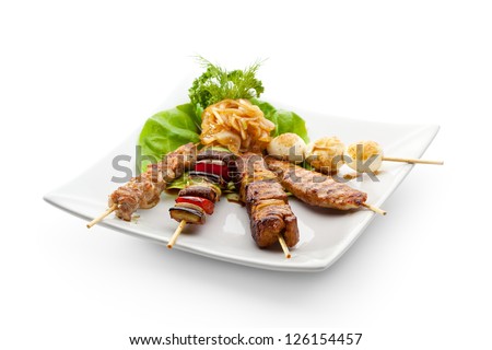 Grilled Foods Garnished with Parsley