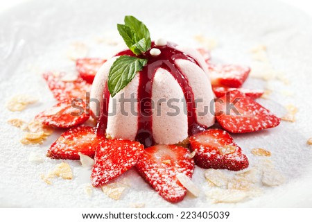 Sweet Dessert with Strawberries and Berries Jam
