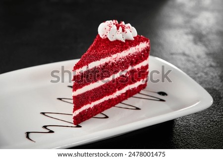 Image, Stock Photo Red velvet cake with candles