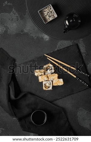 Similar – Image, Stock Photo Delicious Sushi Plates in Restaurant