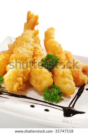 Japanese Cuisine - Deep-fried Shrimps and Vegetables
