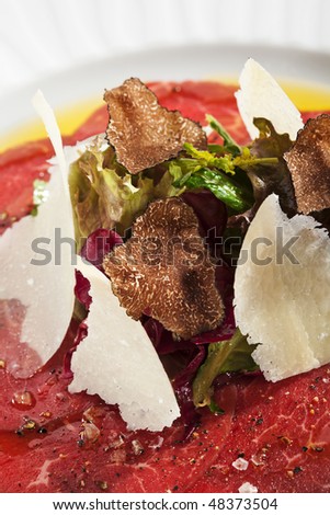 Beef Carpaccio with Salad, Nero e Bianco Tartufo  (Black & White Truffle)