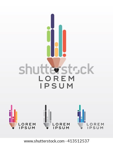 Flat style pencil icon or logo design element, editable abstract vector, simple and clean lines, strong visual message