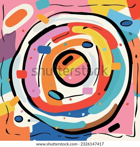 vector abstract Picasso style colorful donut shape urban art.