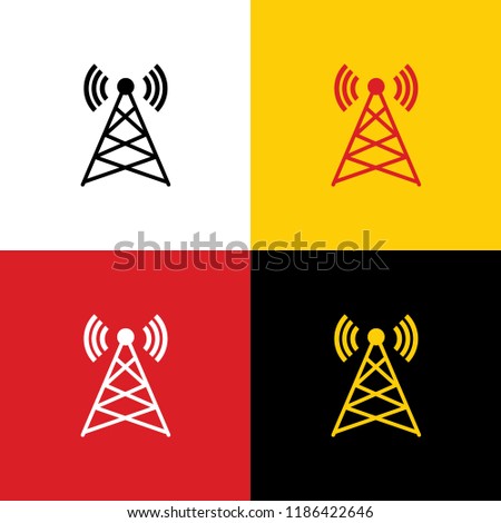 Antenna sign illustration. Vector. Icons of german flag on corresponding colors as background.