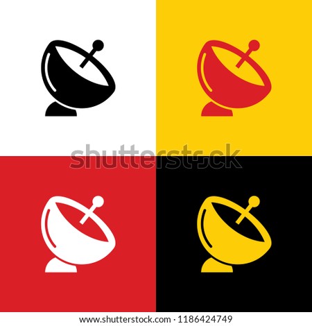 Satellite dish sign. Vector. Icons of german flag on corresponding colors as background.