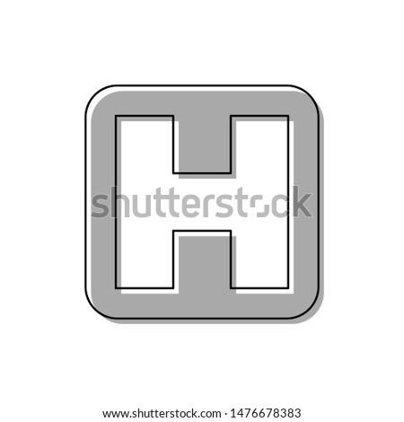 Medical sign. Black line icon with gray shifted flat filled icon on white background. Illustration.