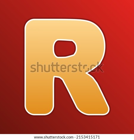 Letter R sign design template element. Golden gradient Icon with contours on redish Background. Illustration. Stok fotoğraf © 