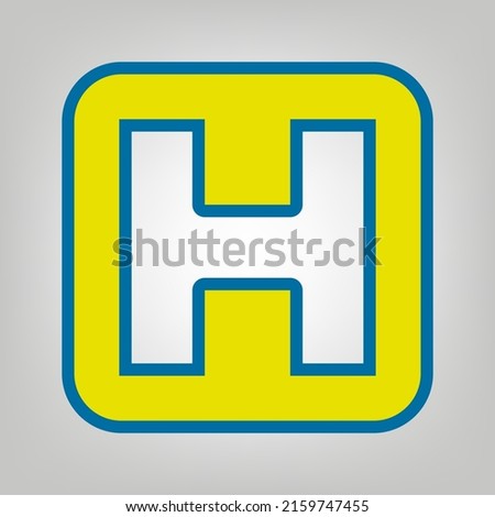 Medical sign. Icon in colors of Ukraine flag (yellow, blue) at gray Background. Illustration.