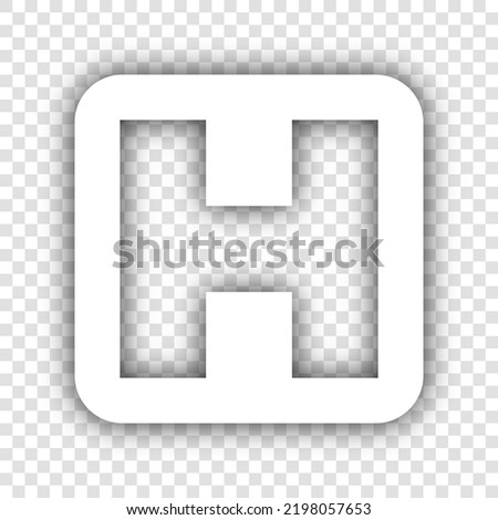 Medical sign. White Icon with dropped natural gray Shadow at transparent Background. Illustration.