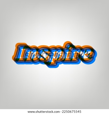 Inspire slogan. Stroked Icon in orange, azure and old lavender Colors at gray Background. Illustration.