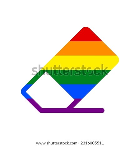 Eraser sign. Rainbow gay LGBT rights colored Icon at white Background. Illustration.