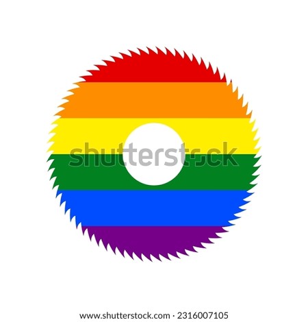 Saw sign. Rainbow gay LGBT rights colored Icon at white Background. Illustration.