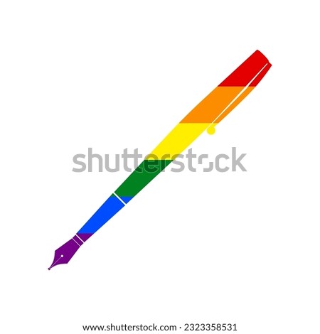 Pen sign illustration. Rainbow gay LGBT rights colored Icon at white Background. Illustration.