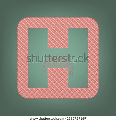 Medical sign. Apricot Icon with Brick Red parquet floor graphic pattern on a Ebony background. Feldgrau. Green. Illustration.