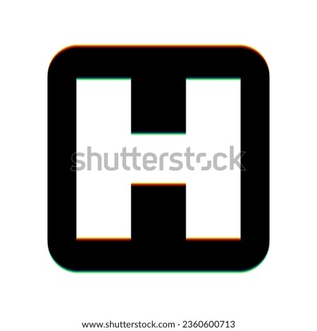 Medical sign. Black Icon with vertical effect of color edge aberration at white background. Illustration.
