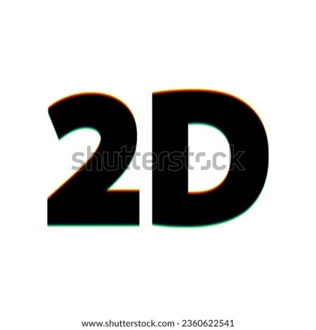 2d graphics sign. Black Icon with vertical effect of color edge aberration at white background. Illustration.