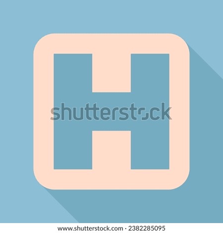 Medical sign. Unbleached silk Icon with very long shadow at dark sky blue background. Illustration.