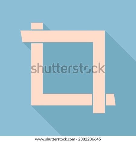 Cropping with corners. Image editor sign. Unbleached silk Icon with very long shadow at dark sky blue background. Illustration.