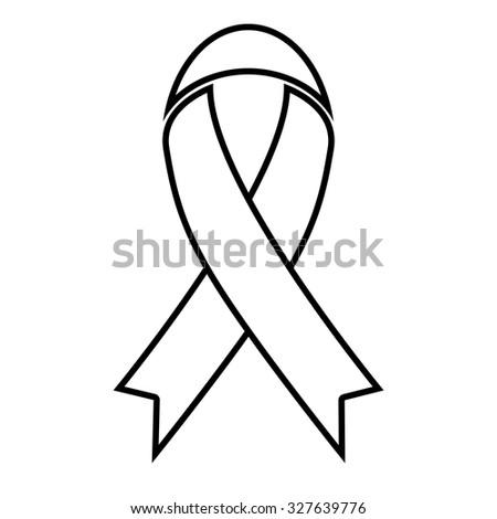 Black awareness ribbon Hand line icon