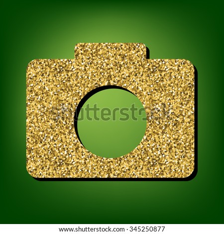 vector camera sign illustration. Golden icon