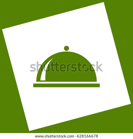 Server sign illustration. Vector. White icon obtained as a result of subtraction rotated square and path. Avocado background.