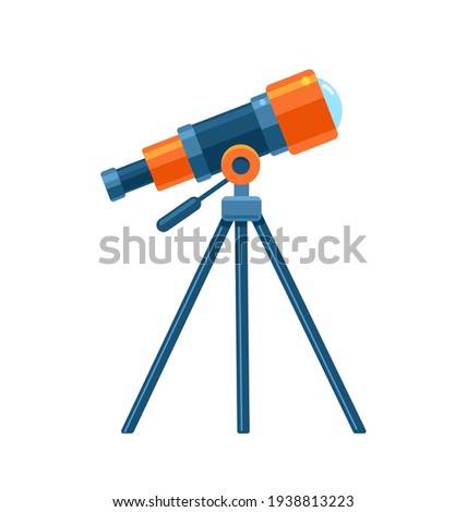 Telescope and stars. Colored flat vector icon isolated on white background. Stockfoto © 