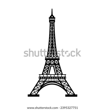 Eiffel Tower in Paris on a white background. Landmark of Paris. Vector linear illustration silhouette