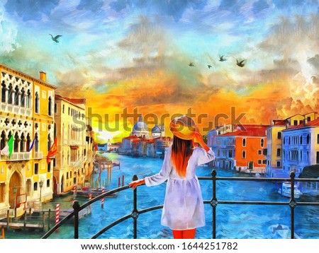 Fishboats Sunset Venice Italy Canvas Print Seagulls Artwork Nautical Art Print