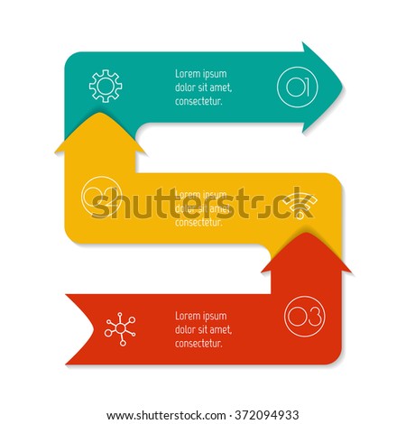 Vector paper progress steps for tutorial. 3 options infographic banner. Number banner template for diagram, presentation or chart. Business concept sequence banner. Vertical arrow workflow layout.