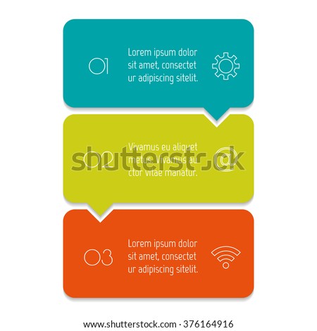 Vector paper progress steps for tutorial. 3 options infographic banner. Number banner template for diagram, presentation or chart. Business concept sequence banner. EPS10 vertical workflow layout.