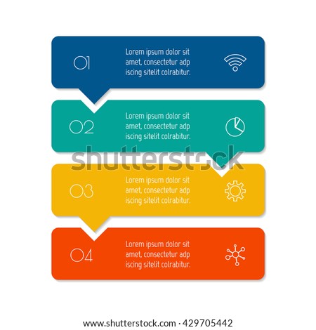 Vertical puzzle infographic diagram with four options. Isolated paper sequence banner for tutorial. EPS10 progress steps template.