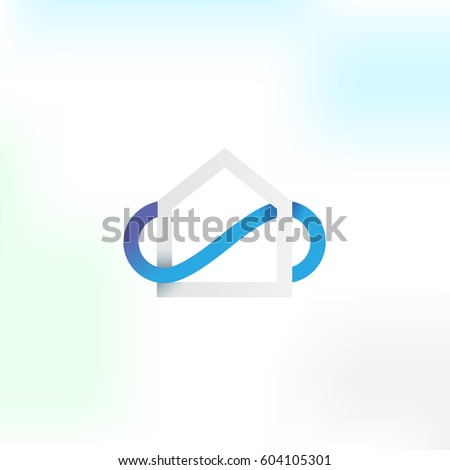 Abstract vector symbol of a smart house. Logo monogram of infinity and the sign of the house