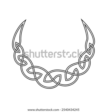 Lunar amulet vector line art illustration. Celtic style knotwork. Lunula talisman symbol.