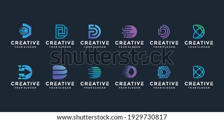 Creative elegant D letter logo icon set for luxury business, technology