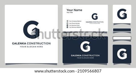 Building construction in collaboration with letter G, modern apartment logo designs, logo designs and business cards