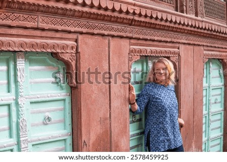 Similar – Image, Stock Photo Young woman discovering a remote beach