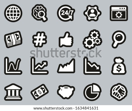 Global Economy Icons White On White Sticker Set Big