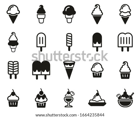 Ice Cream Icons Black & White Set Big