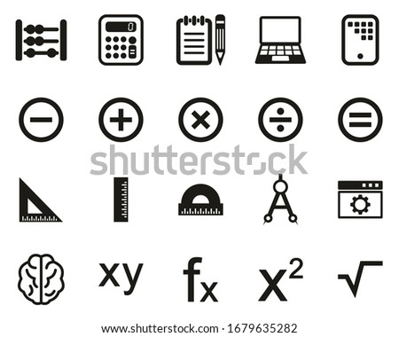 Math Or Math Science Icons Black & White Sticker Set Big