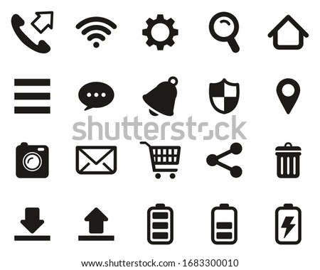 Mobile Phone Or Smartphone Icons Black & White Set Big