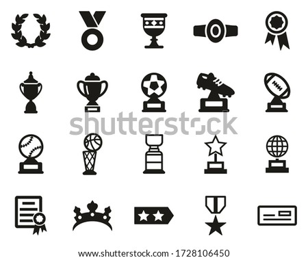 Prize Or Trophy Icons Black & White Set Big