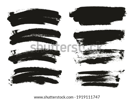 Round Sponge Thin Artist Long And Curved Brush strokes. Background Mix of High Detailed Abstract stroke Set, Vector