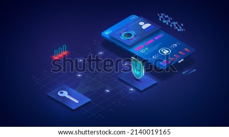 Single Sign-On Concept - SSO - Authentication Technology That Allows Users to Log In with a Single ID to Independent Apps and Devices within a Network - 3D Illustration Imagine de stoc © 